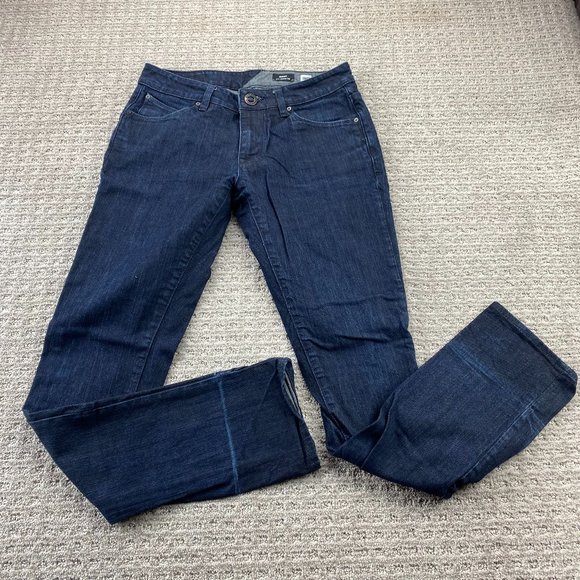 VOLCOM Riser Jeans Men 30 Dark Blue Denim Pants Slim Tapered Leg Casual Pockets - Picture 1 of 16